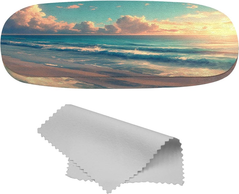 Cabreche Glasses Case Hard Shell Eyeglass Portable Glasses Eyeglasses Holder Box with Cleaning Cloth Women Girls Men Cute - Image 1